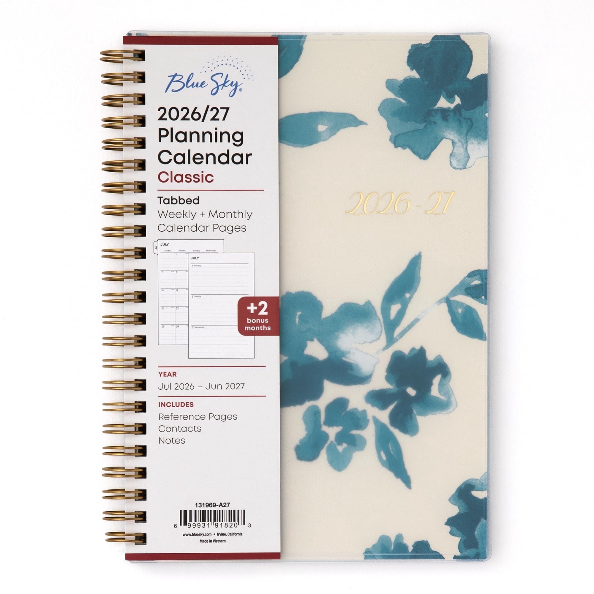 2026-2027 Weekly and Monthly Academic Year Planner Calendar, July 2026 - June 2027, 5" x 8", Flexible Cover, Wireboun...