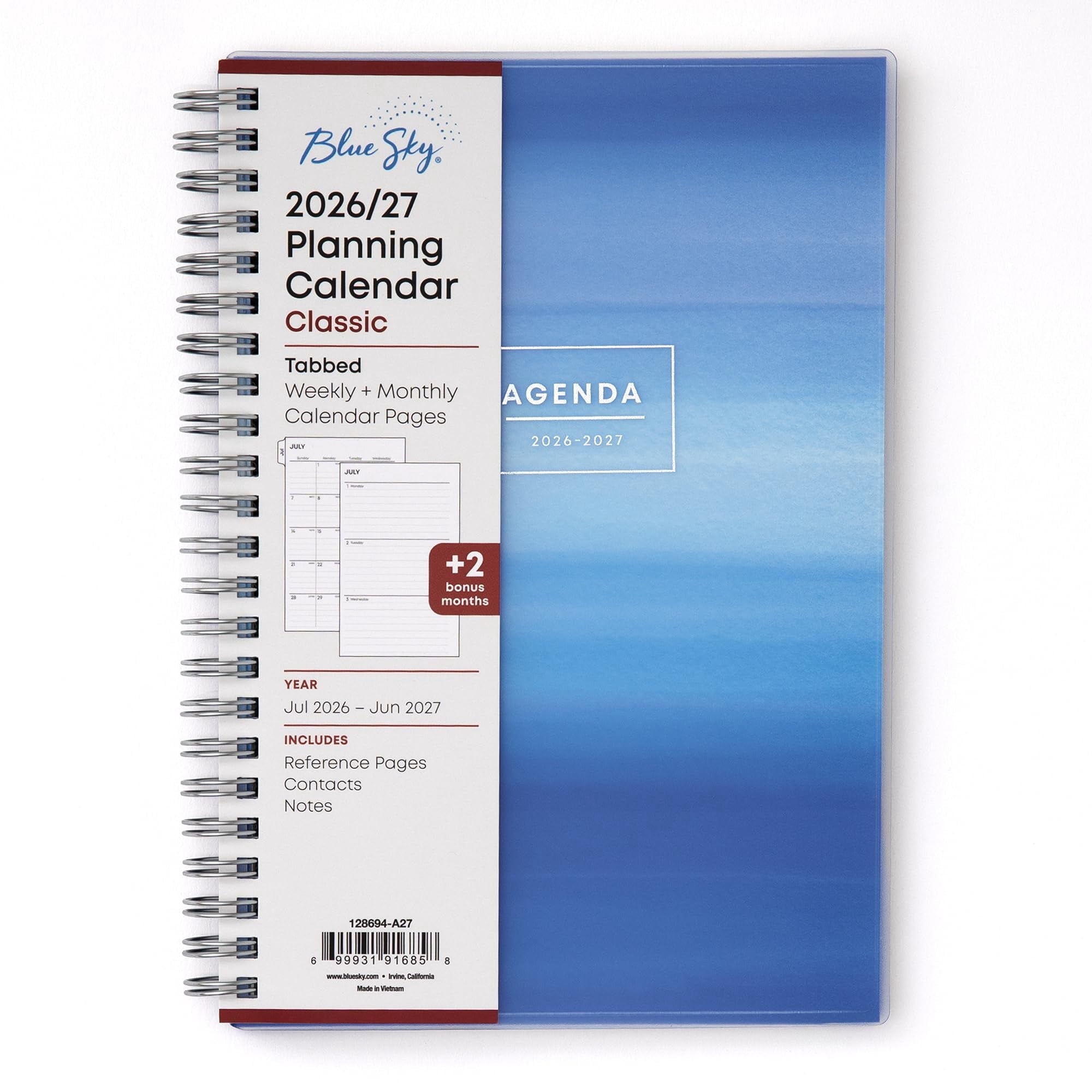 Blue Sky 2026-2027 Weekly and Monthly Academic Year Planner Calendar, July 2026 - June 2027, 5" x 8", Flexible Cover, Wirebound, Laminated T
