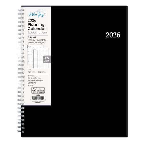 Blue Sky 2026 Weekly and Monthly Appointment Planner Calendar, January 2026 - December 2026, 8.5" x 11", With 15-Minute Blocks, Flexible Cov