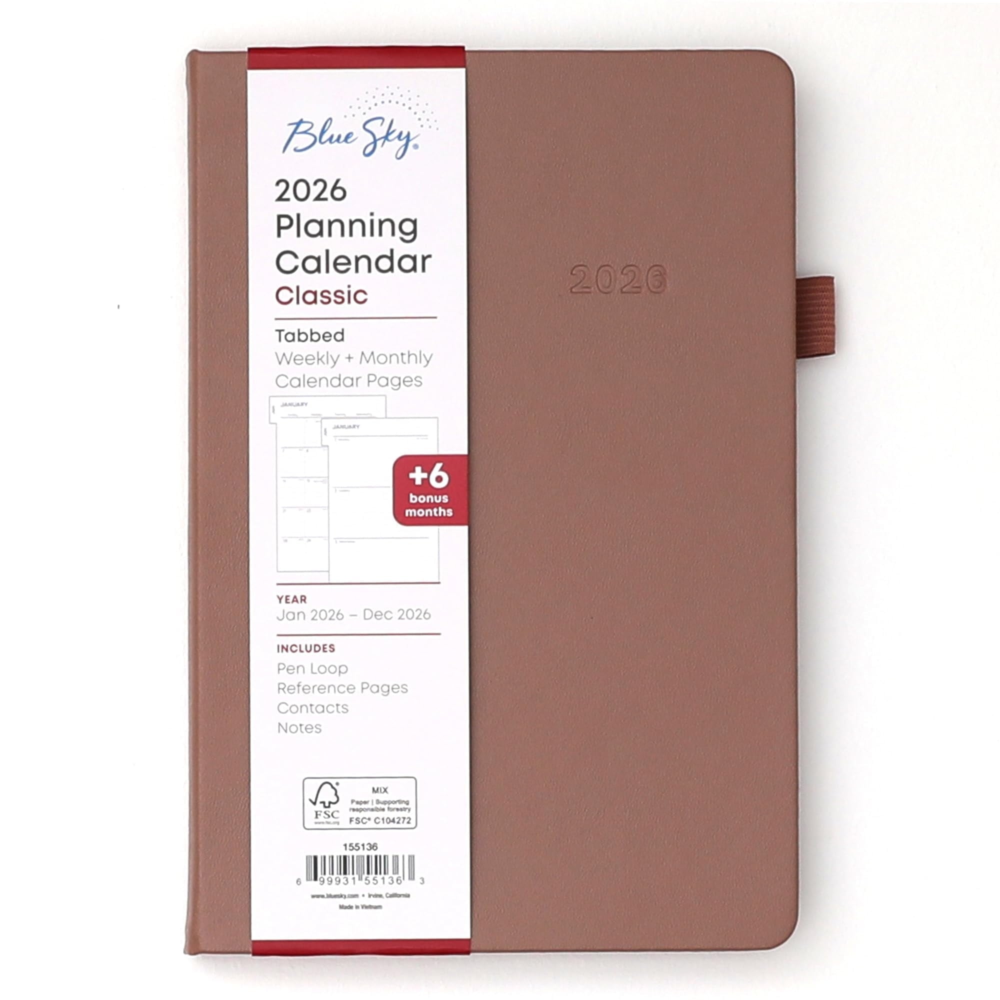 2026 Weekly and Monthly Planner Calendar, January 2026 - December 2026, 5" x 8", Faux Leather Hard Cover, Bookbound, ...