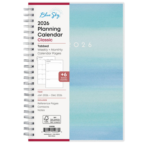 2026 Weekly and Monthly Planner Calendar, January 2026 - December 2026, 5" x 8", Flexible Frosted Cover, Laminated Ta...