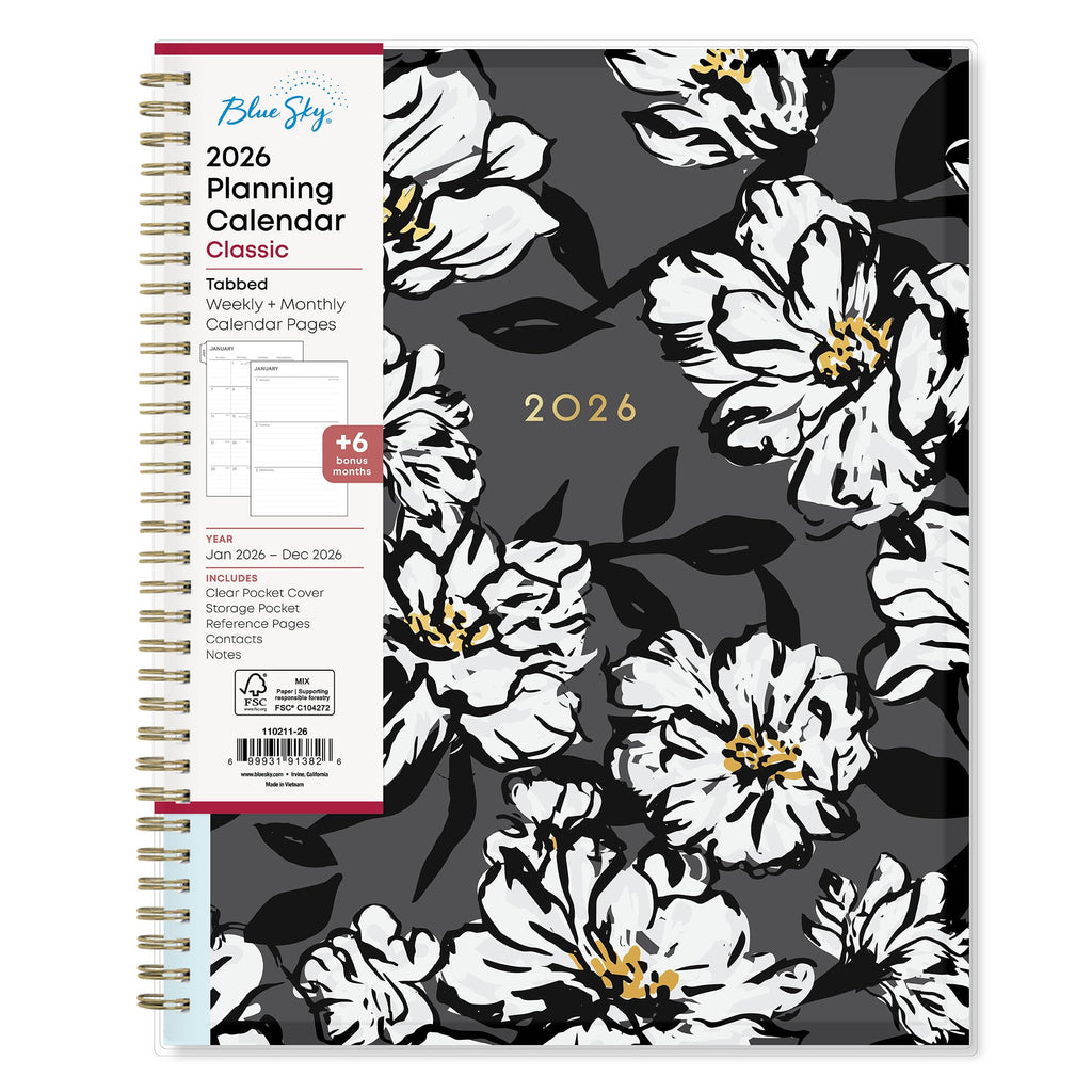 2026 Weekly and Monthly Planner Calendar, January 2026 - December 2026, 8.5" x 11", Clear Pocket Cover, Laminated Tab...