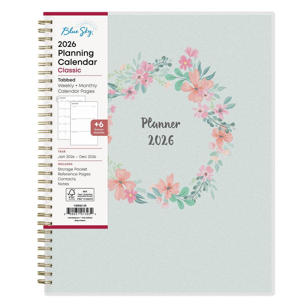 2026 Weekly and Monthly Planner Calendar, January 2026 - December 2026, 8.5" x 11", Flexible Cover, Laminated Tabs, D...