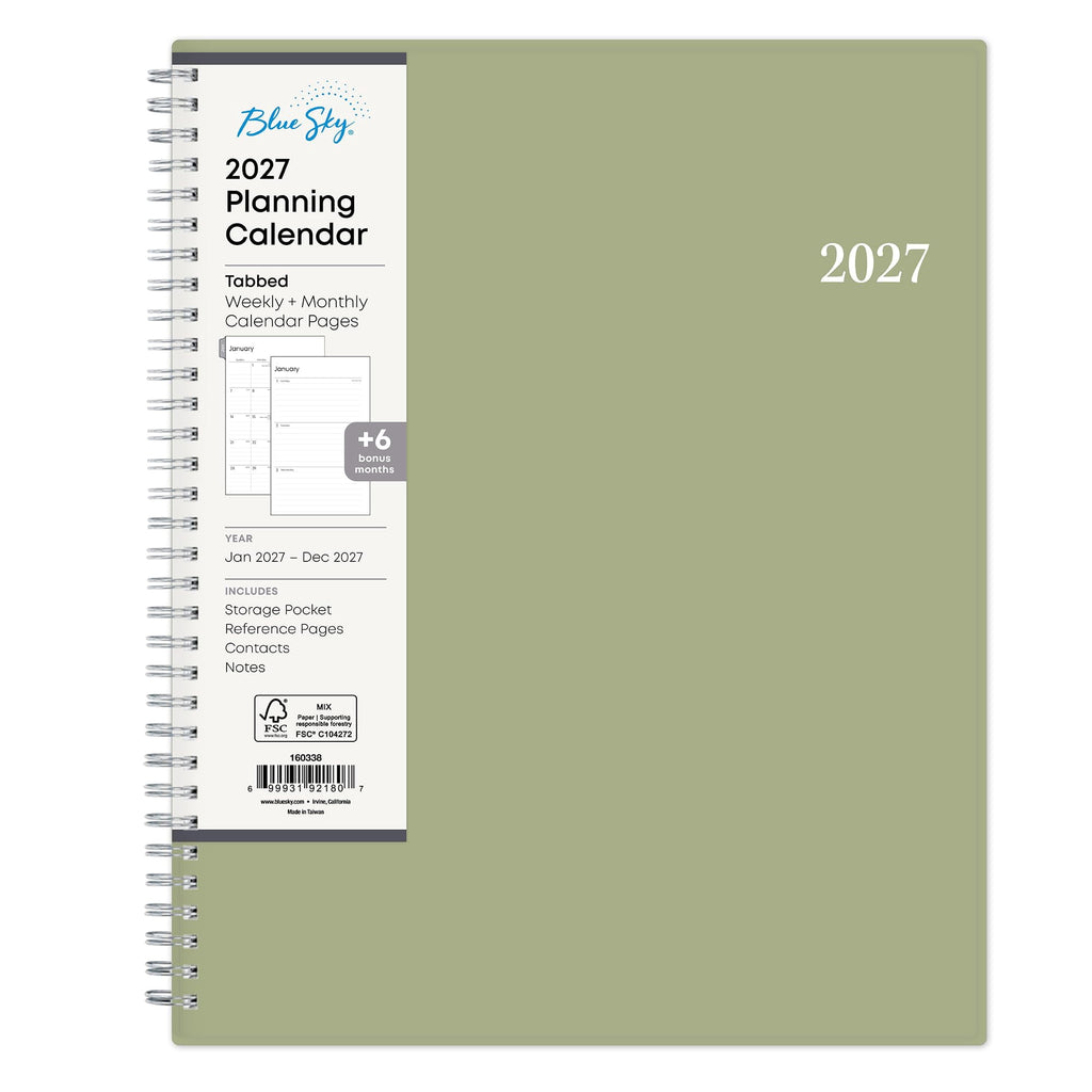 2027 Weekly and Monthly Planner Calendar, Includes January 2027 - December 2027, 8.5" x 11", Flexible Cover, Wireboun...