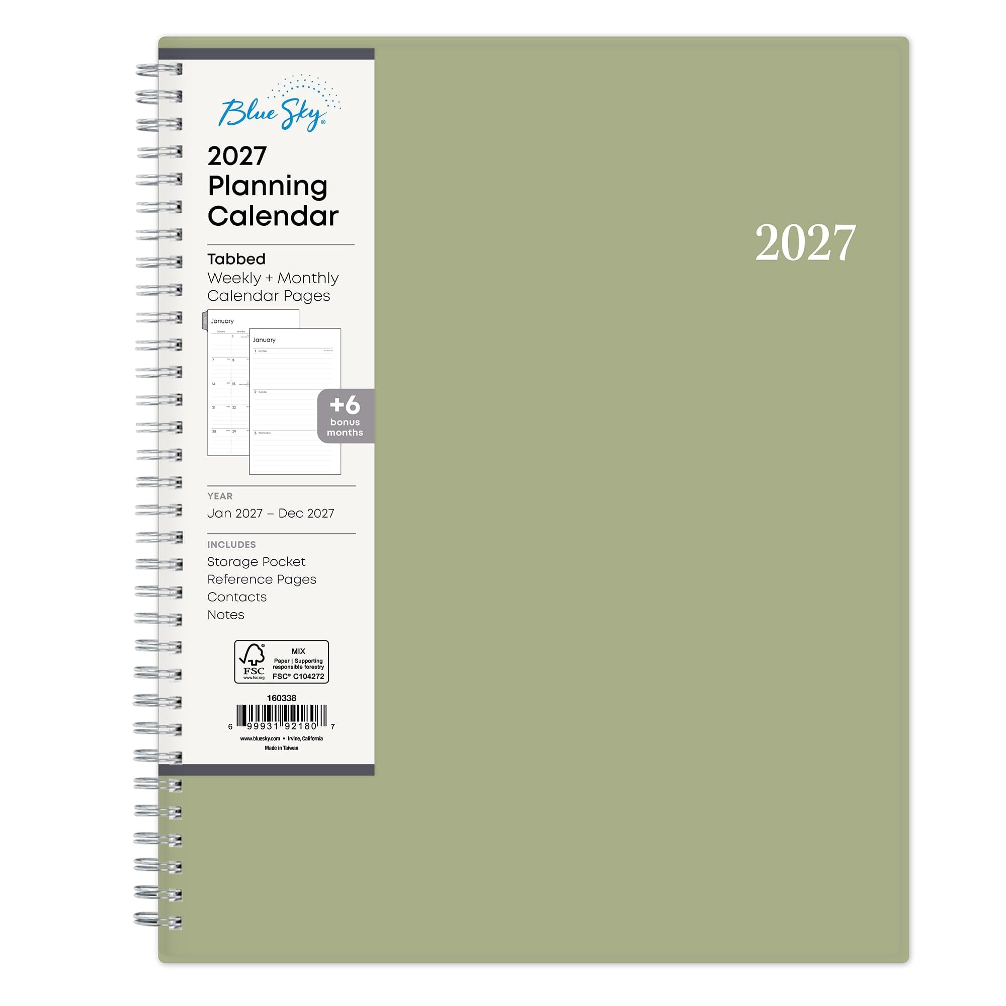 2027 Weekly and Monthly Planner Calendar, Includes January 2027 - December 2027, 8.5" x 11", Flexible Cover, Wireboun...