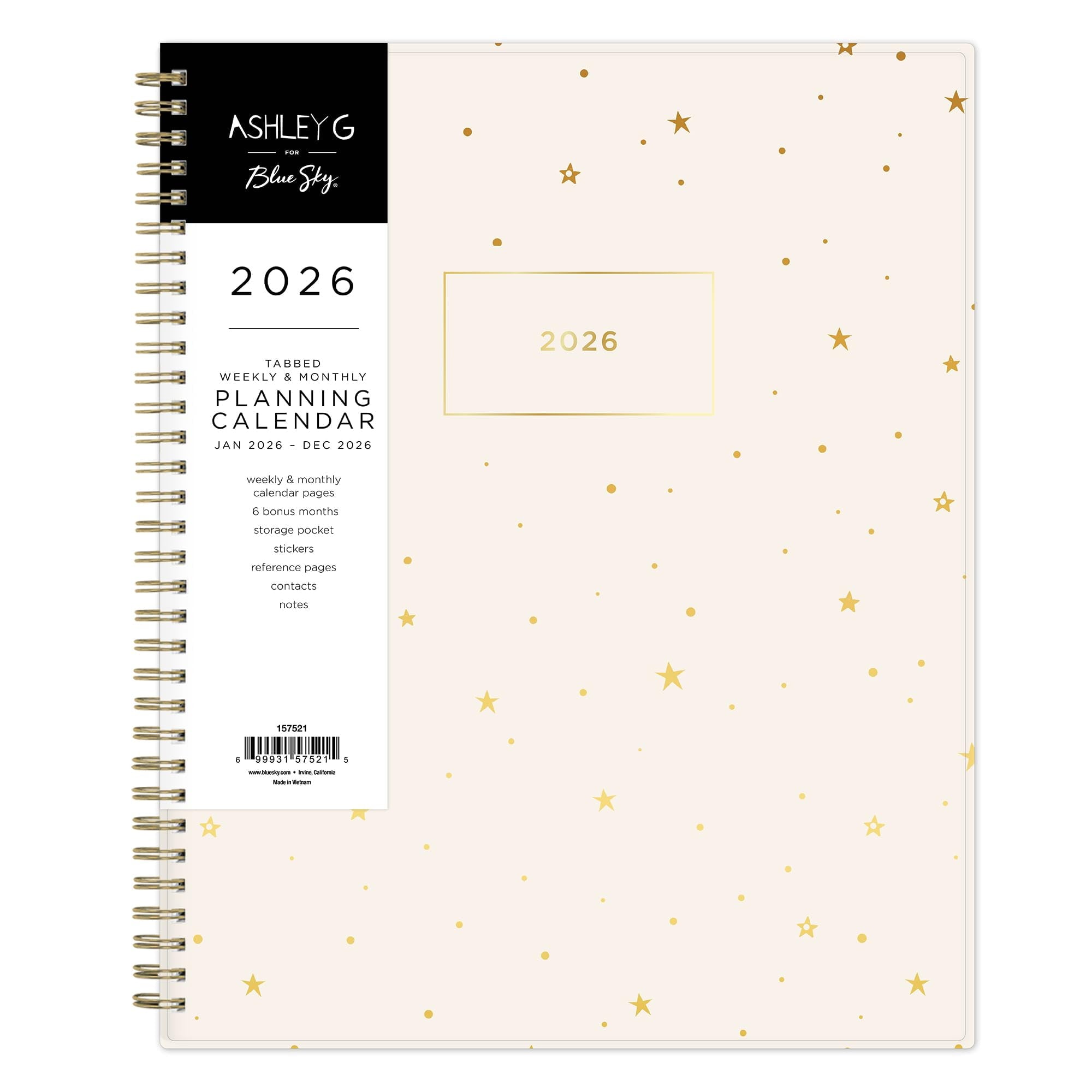 Blue Sky Ashley G 2026 Weekly and Monthly Planner Calendar, January 2026 - December 2026, 8.5" x 11", Flexible Cover, Wirebound, Laminated T