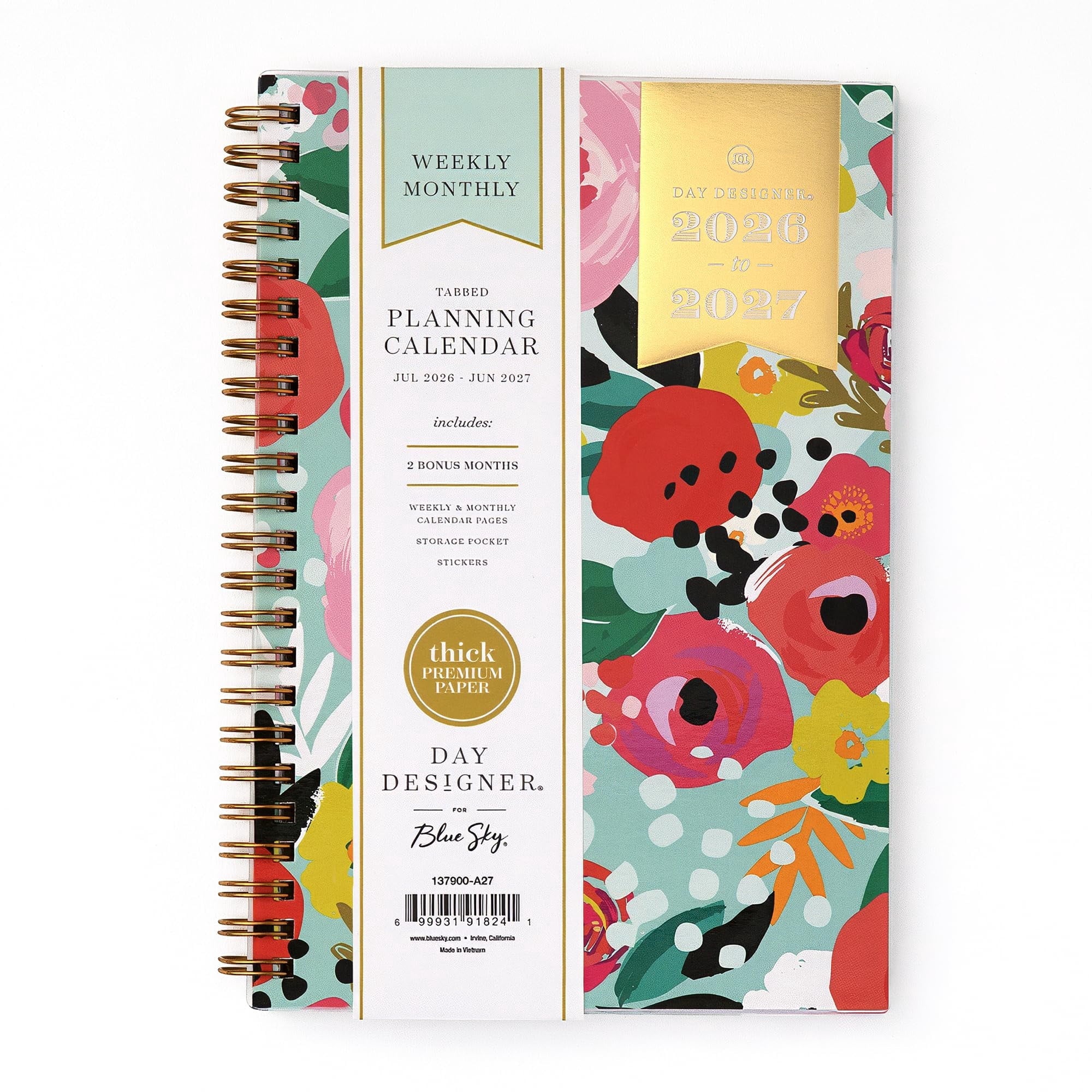 2026-2027 Weekly and Monthly Academic Year Planner Calendar, July 2026 - June 2027, 5" x 8", Flexible Cover, Laminate...
