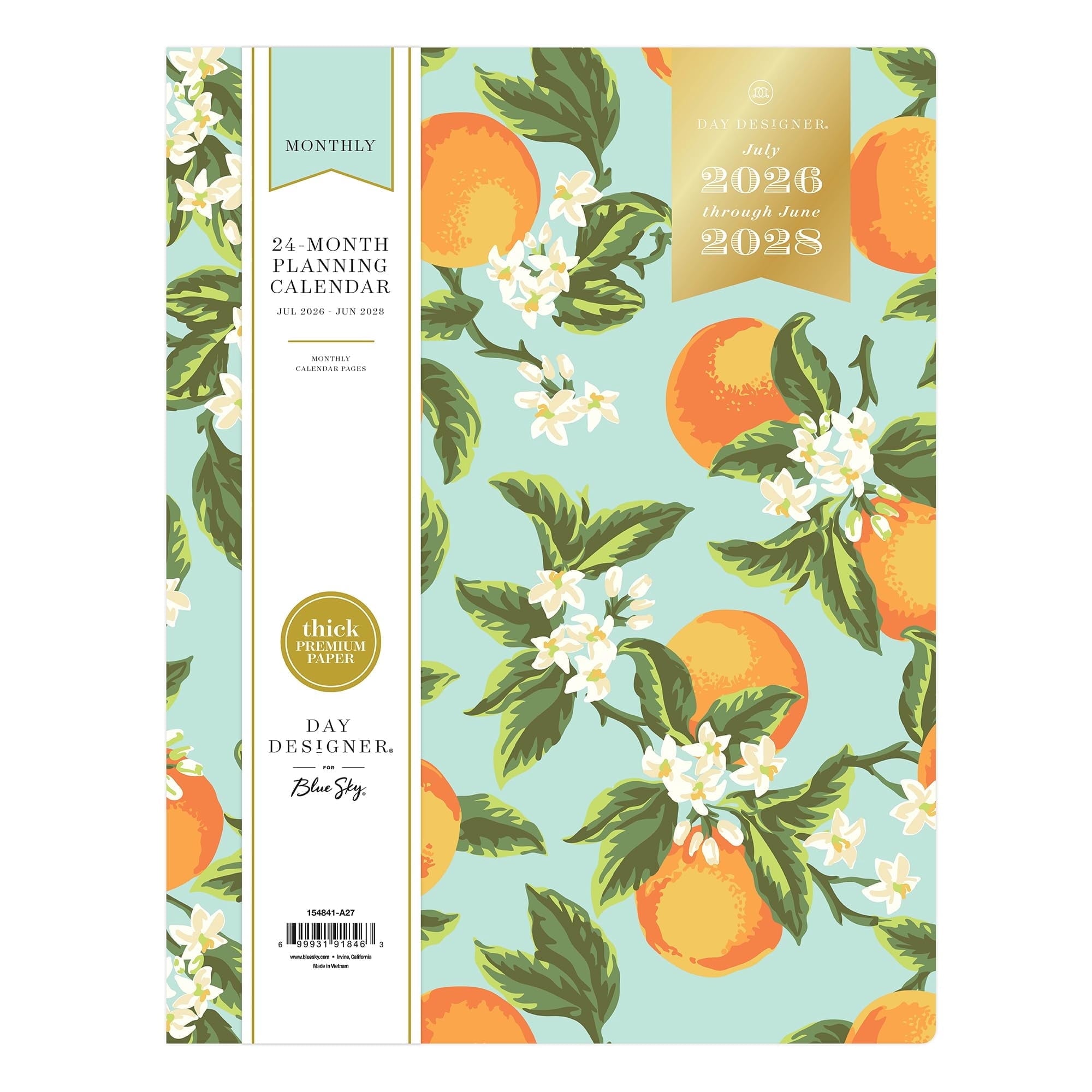 Blue Sky Day Designer 2026-2028 Monthly Academic Year 24 Month Planner Calendar, July 2026 - June 2028, 8.5" x 11", Flexible Cover, Stapled
