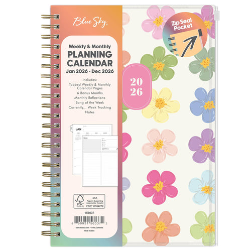 Blue Sky Gen Z 2026 Weekly and Monthly Planner Calendar, January 2026 - December 2026, 5" x 8", Flexible Cover With Zip Pouch, Durable Twin
