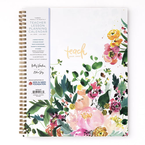 2026-2027 Weekly and Monthly Academic Year Teacher Lesson Planner Calendar, July 2026 - June 2027, 8.5" x 11", Magnet...