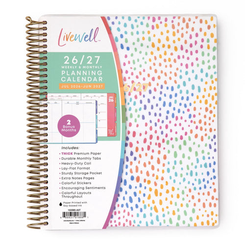 Blue Sky Livewell 2026-2027 Weekly and Monthly Academic Year Planner Calendar, July 2026 - June 2027, 7" x 9", Flexible Cover, Wirebound, Co