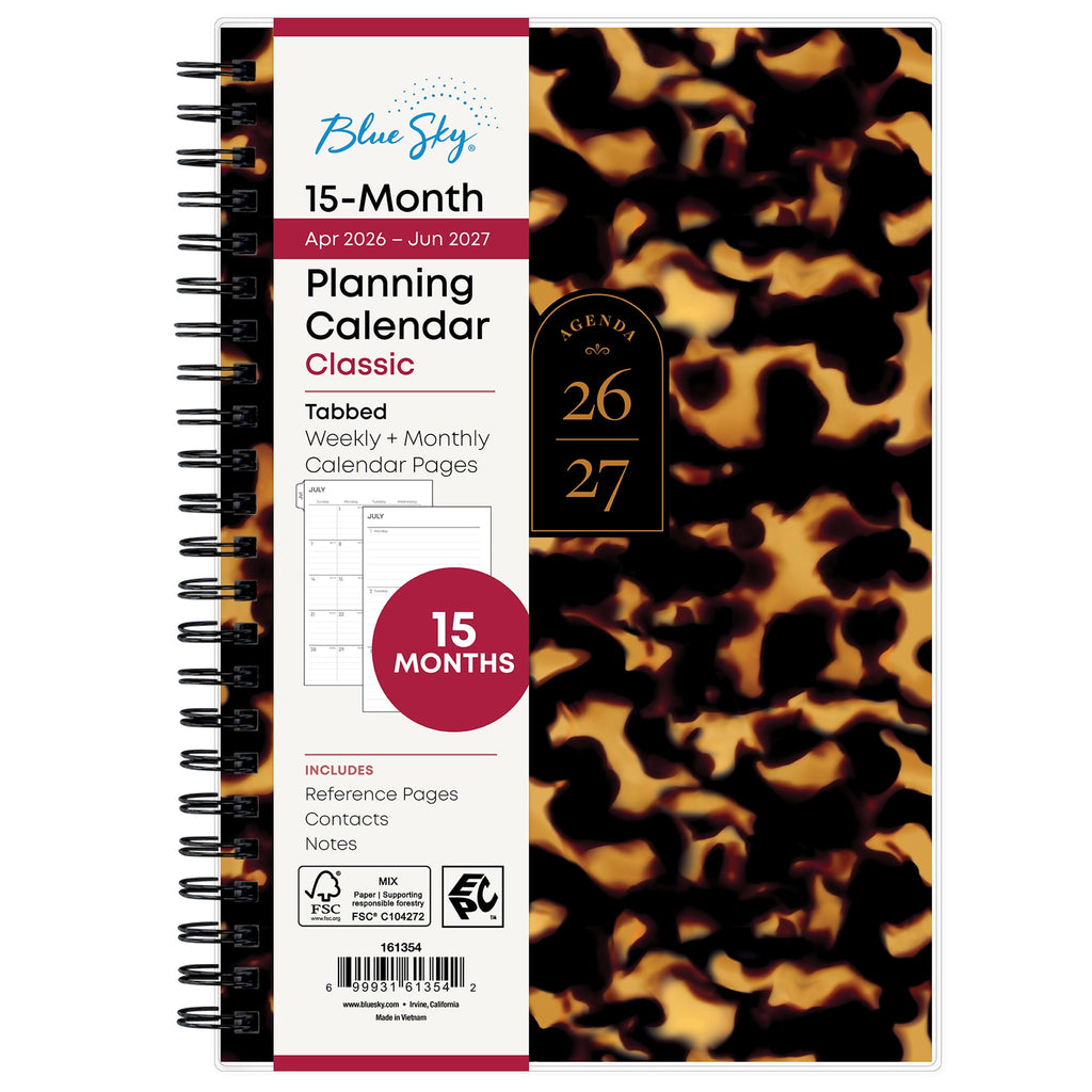 Blue Sky Monthly Weekly Planner, 5" x 8", Animal Print 15-Month (April 2026 - June 2027)