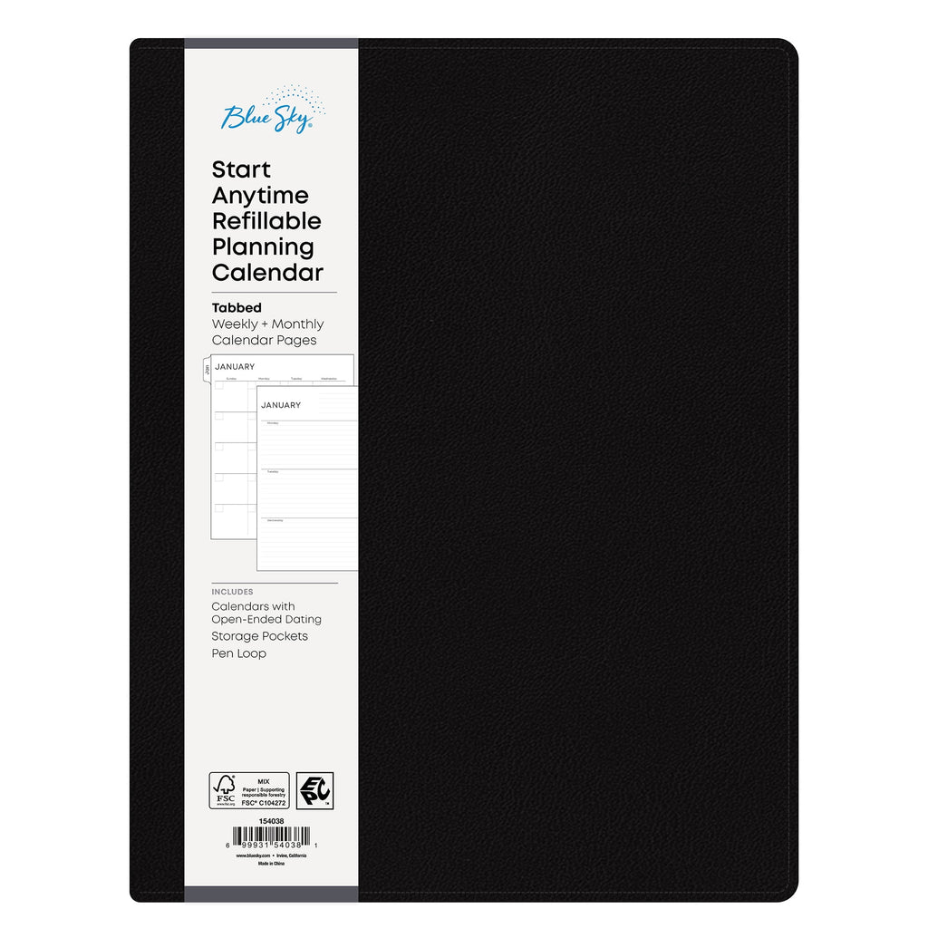 Perpetual Monthly Weekly Large Planner (8.5" x 11") Black January - December