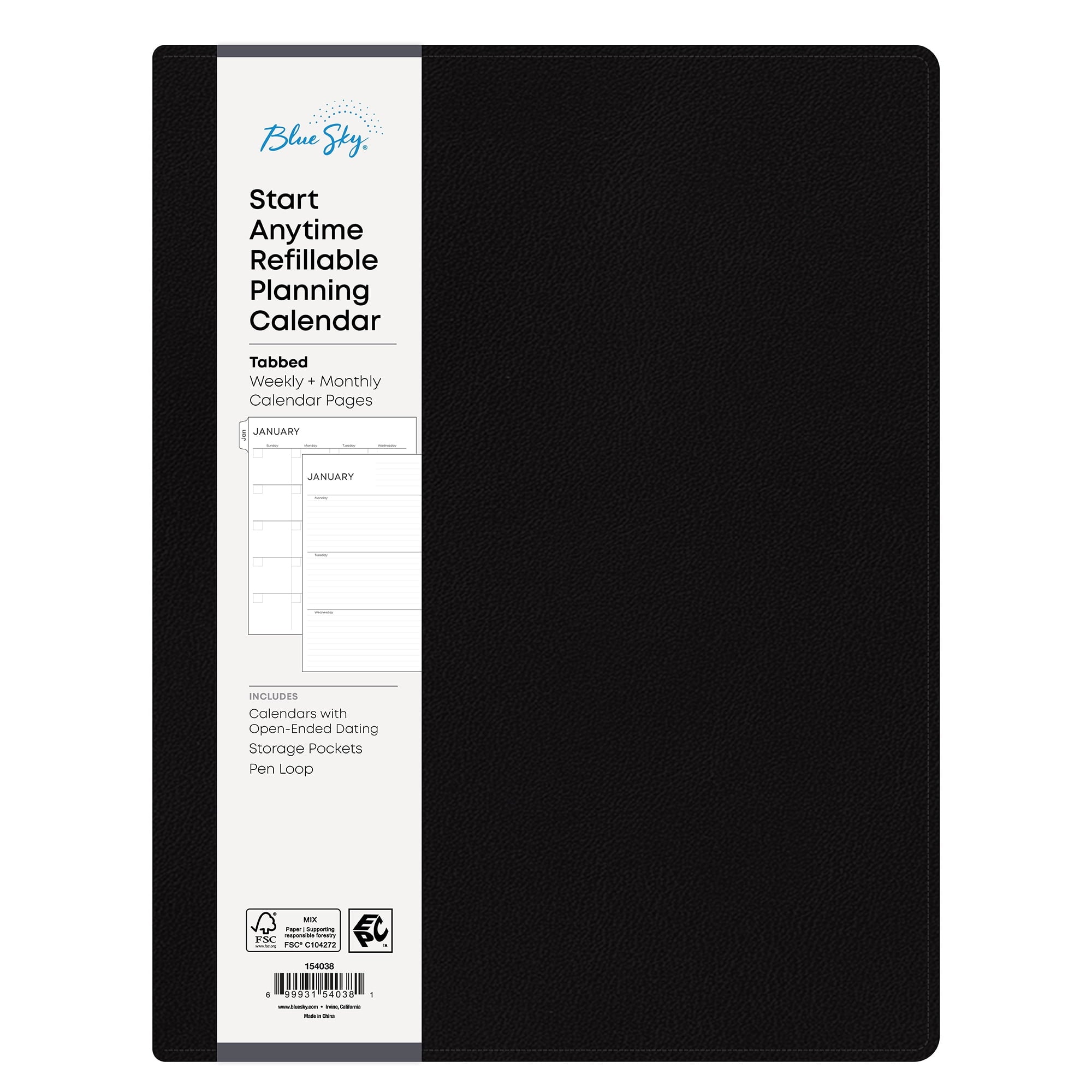 Perpetual Monthly Weekly Large Planner (8.5" x 11") Black January - December