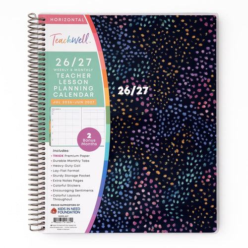 Blue Sky Teachwell 2026-2027 Weekly and Monthly Academic Year Teacher Lesson Planner Calendar, July 2026 - June 2027, 8.5" x 11", Colorful I