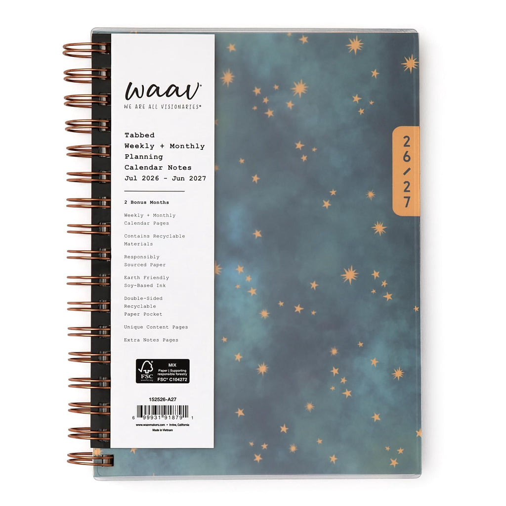 2026-2027 Weekly and Monthly Academic Year Planner Calendar, July 2026 - June 2027, 7" x 9", Flexible Cover, Laminate...