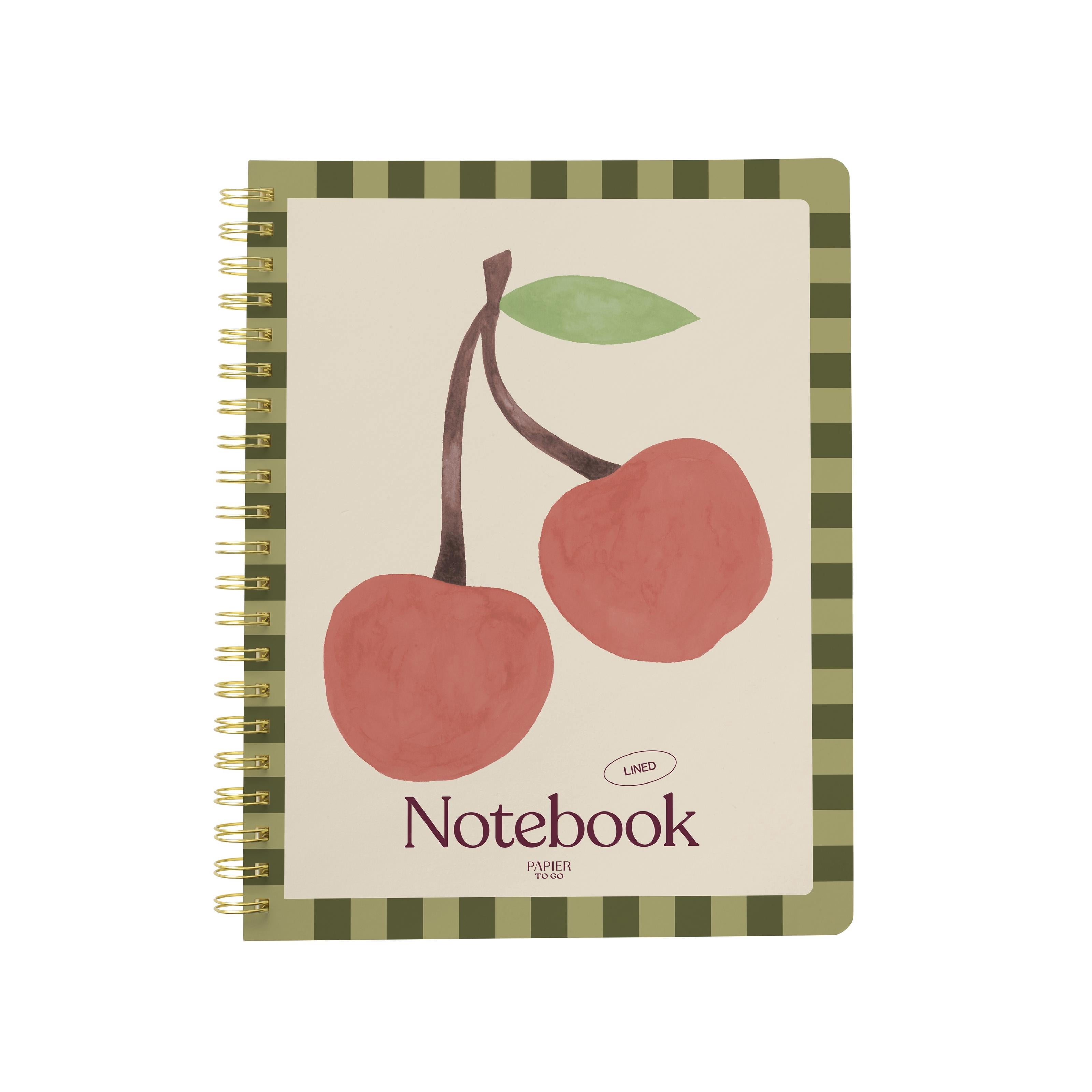 College Ruled, Lined Notebook, Spiral, Hardcover, Letter Size - 8.5"" x 11"" inches, Fruit Print - Cherry Sprig, Red ...