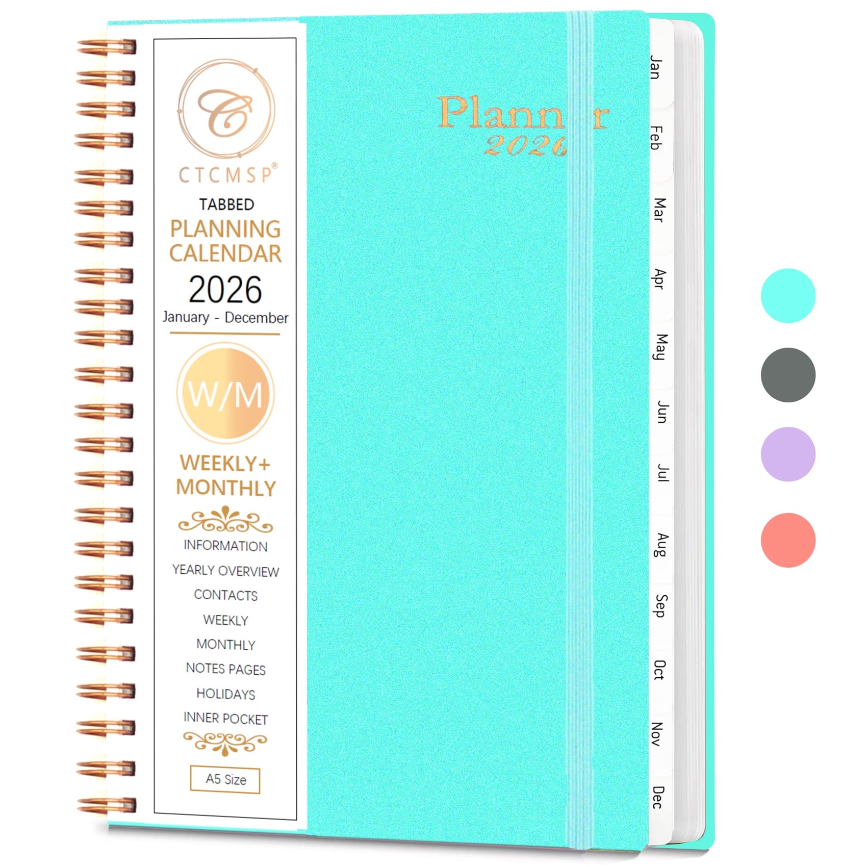 CTCMSP 2026 Planner Calendar Notebook Weekly Monthly Planner 2026 for School Student Teacher Office Supplies-January- December 2026(6.3"X8.5