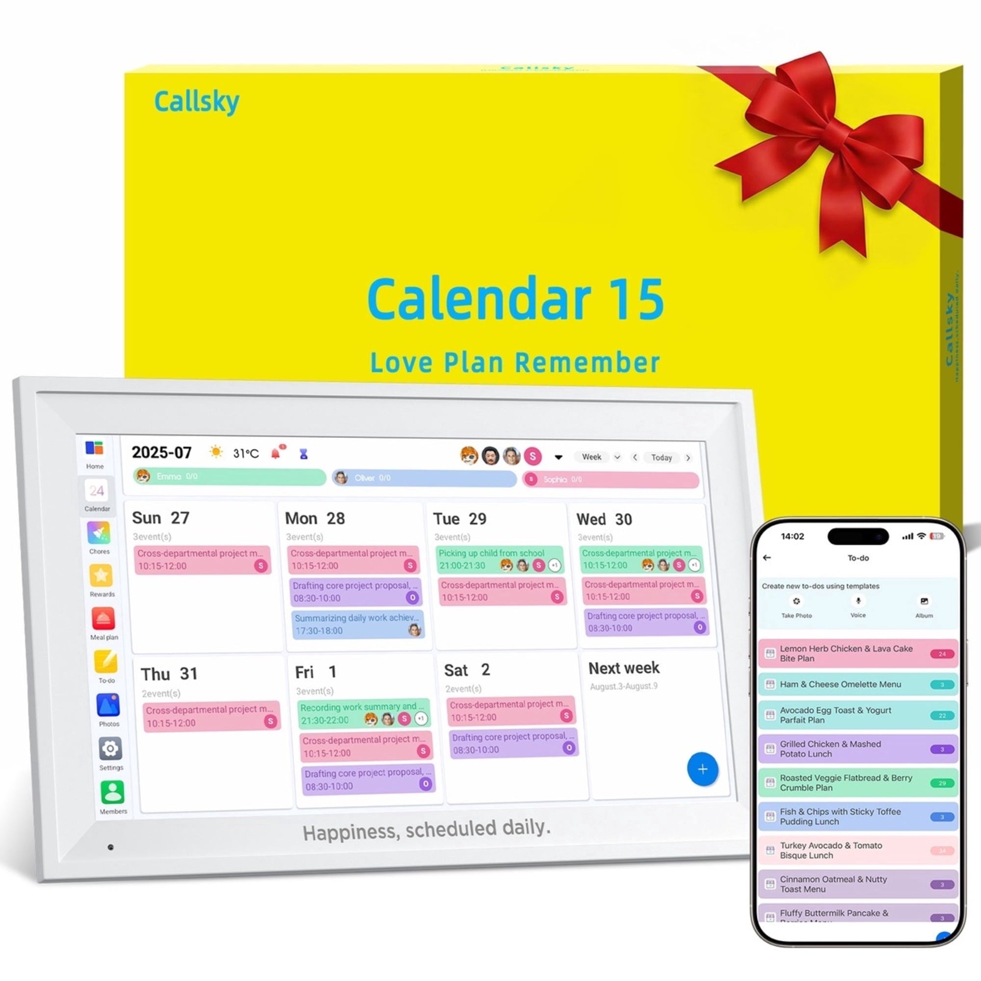15.6-inch Smart Digital Calendar & 1080p Photo Frame, Wall Mount Family Schedule Organizer, Mother's Day Gift for Mom