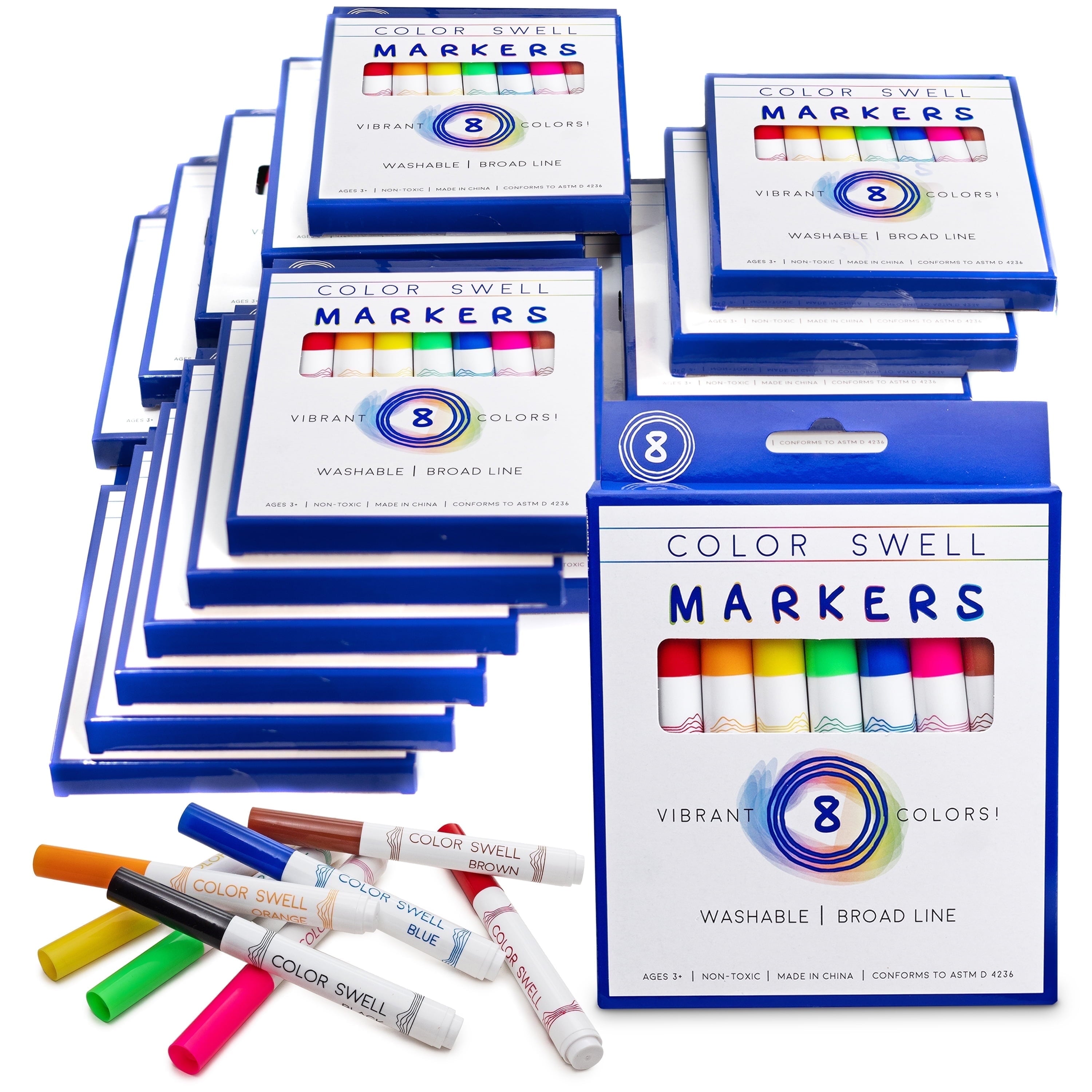 Washable Markers Bulk 18 Pack, 8 markers Per Pack, 144 Total