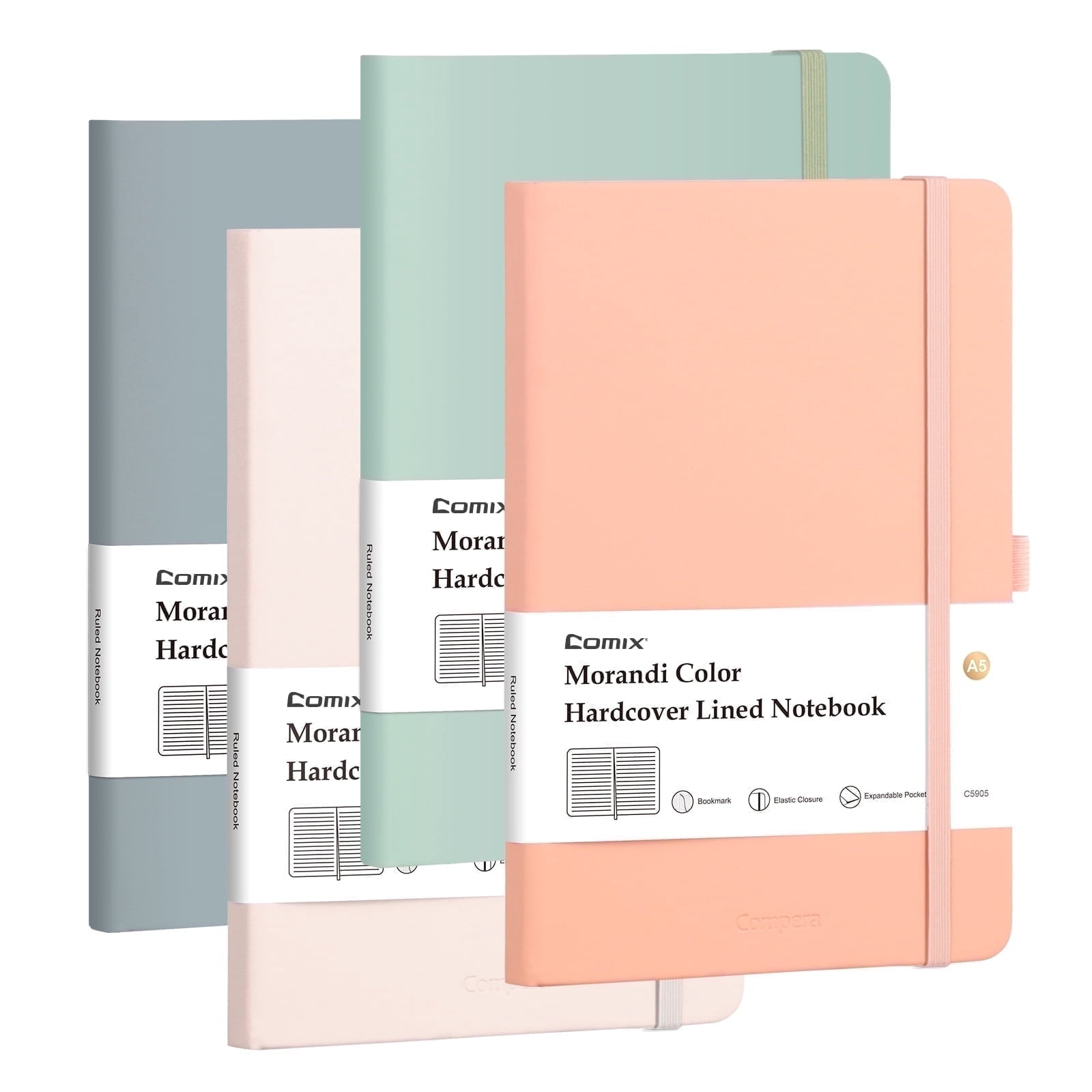 Lined Journal,Hardcover Notebooks, 176 Pages, 8.5 x 5.3in, 4 Pack, Pastel Color