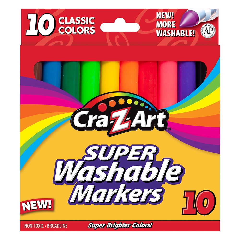 Classic Multicolor Broad Line Washable Markers, 10 Count, School Supplies