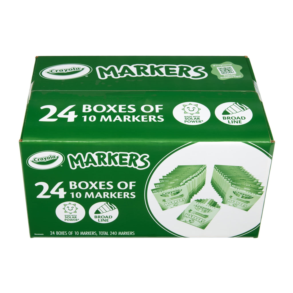 Crayola Bulk Markers for Kids, 24 Packs of 10, Broad Line, Bulk Classroom Supplies