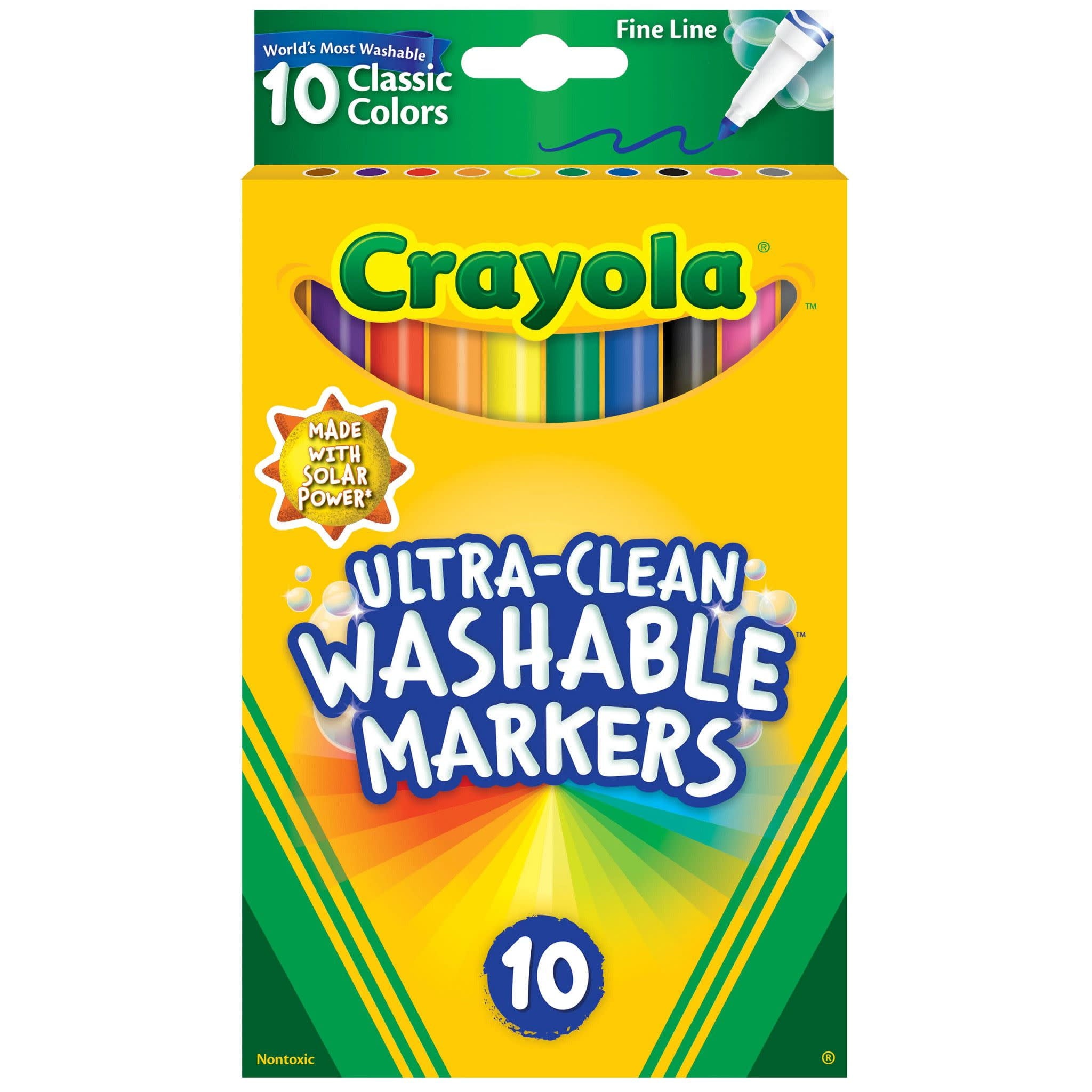 Ultra-Clean Washable Markers, Fine Line, 10 Ct, School Supplies for Kids and Teachers, Classroom Must Have, Gifts