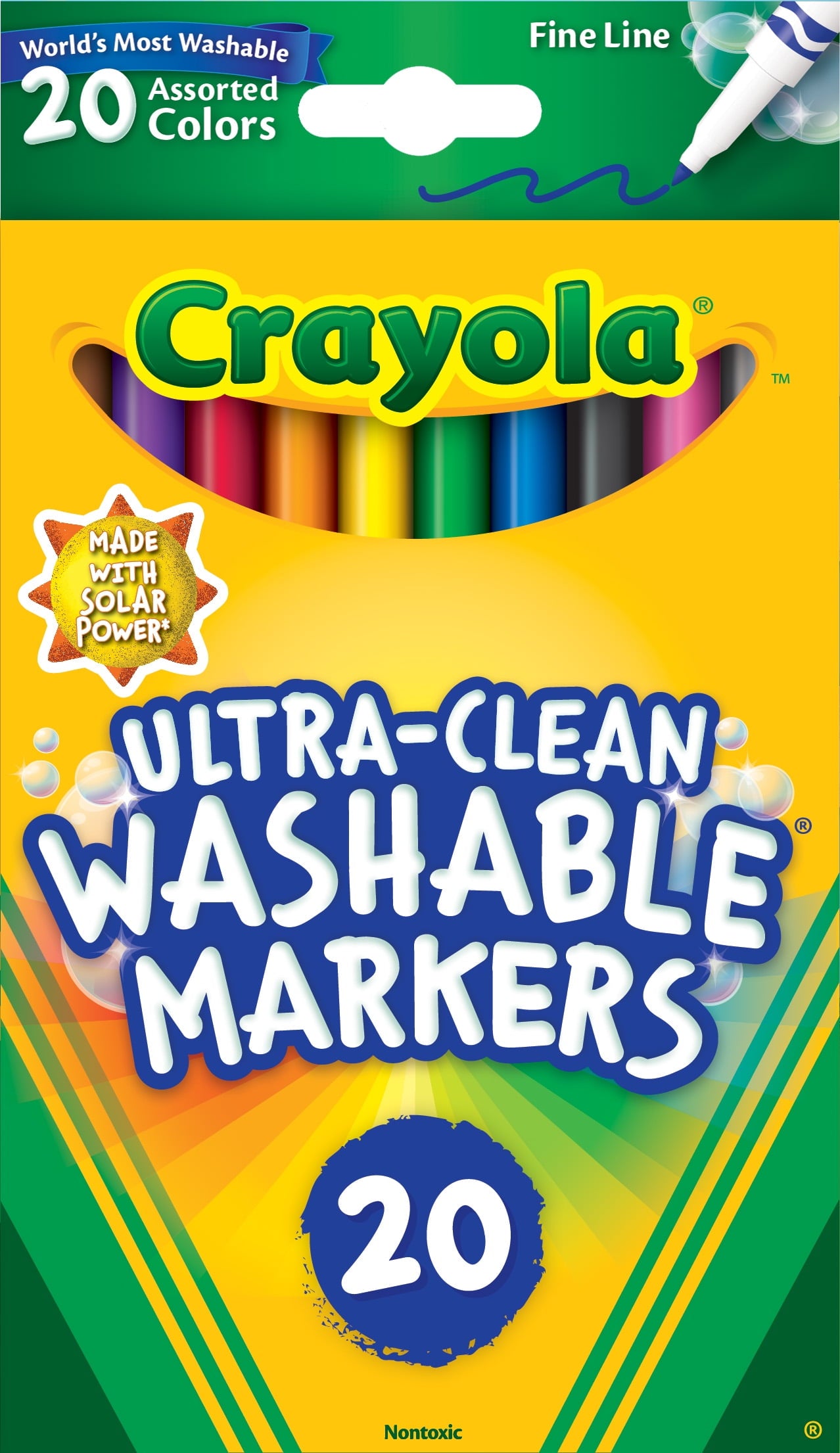 Ultra-Clean Washable Fine Line Markers, 20 Ct, School Supplies, Classroom Supplies for Teachers