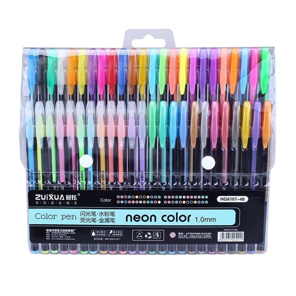 48 Glitter Gel Pens, Colored Pens for Adult Coloring, Pens for Women, Cute Pens Set, Art Gel Pens Office Supplies