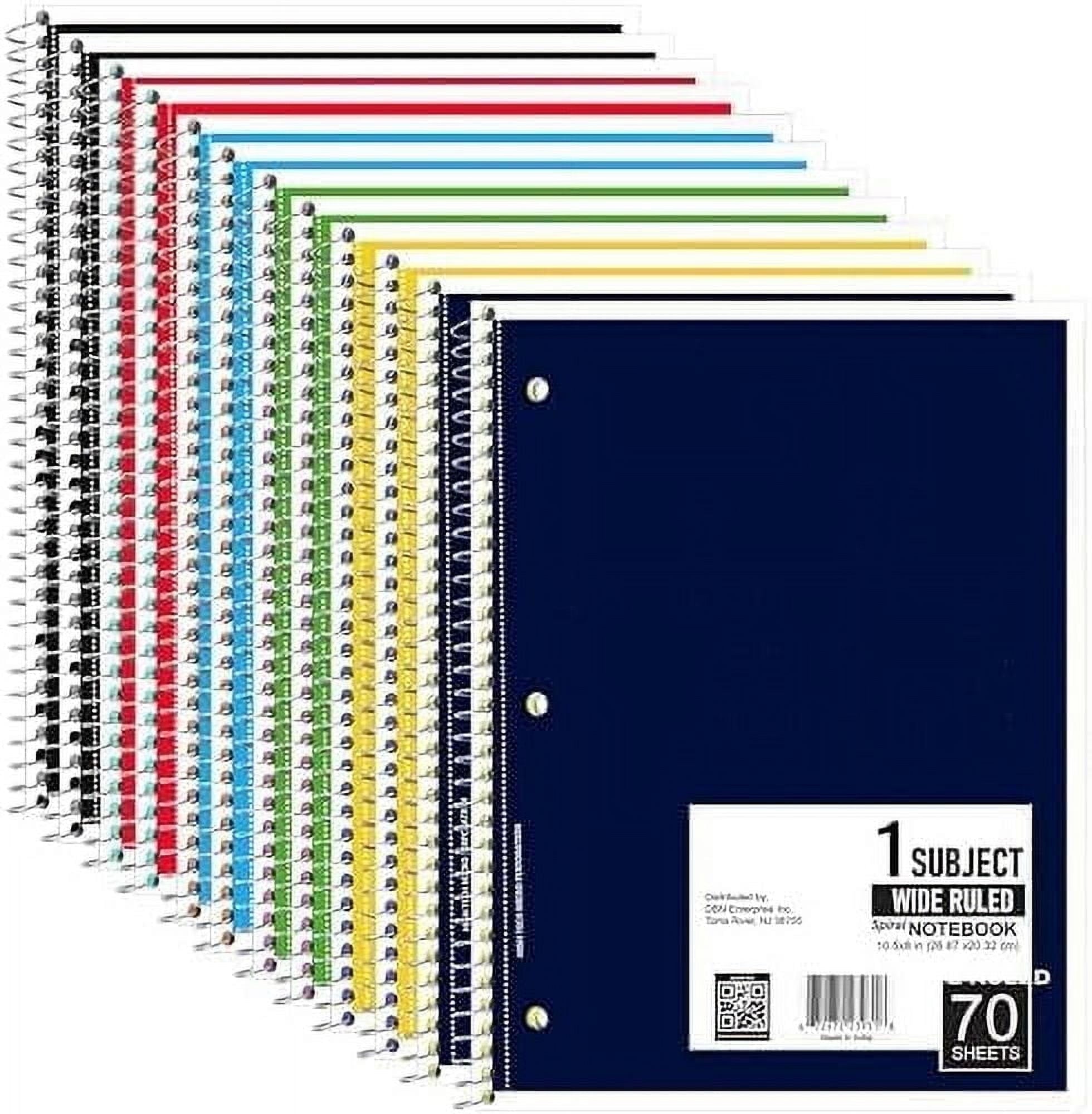 Ruled Single Subject Spiral Notebook, 50 , 70 Sheets, 12 Pack