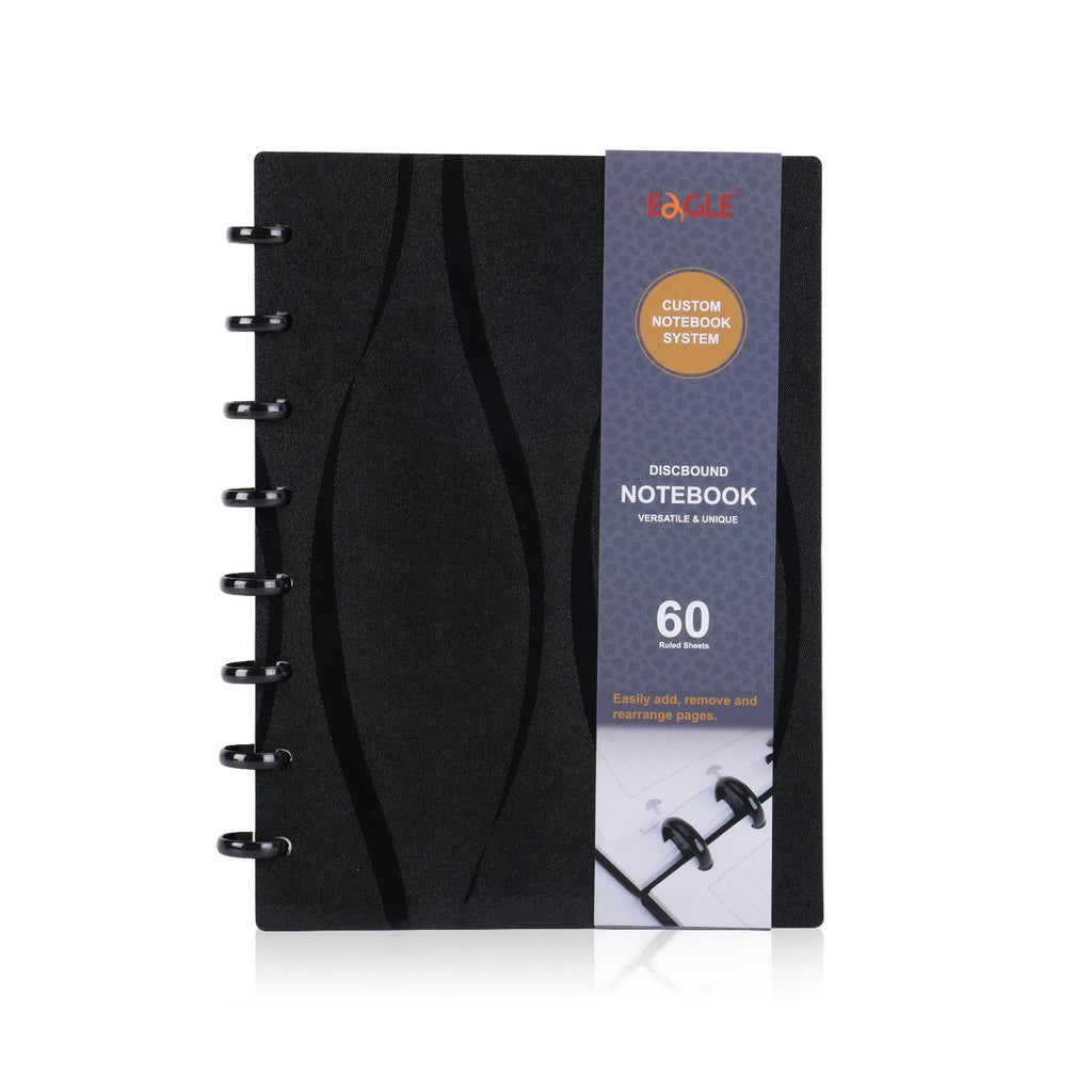 A5 Junior Discbound Notebook, Customizable Refillable Planner with Poly Cover, 8-Hole Punch, 60 Lined Pages, 1 Notebo...
