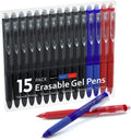 Erasable Gel Pens, 15 Pack Retractable Erasable Pens Clicker, Fine Point, Make Mistakes Disappear, 11 Black 2 Blue 2 Red Inks for Writing Pl