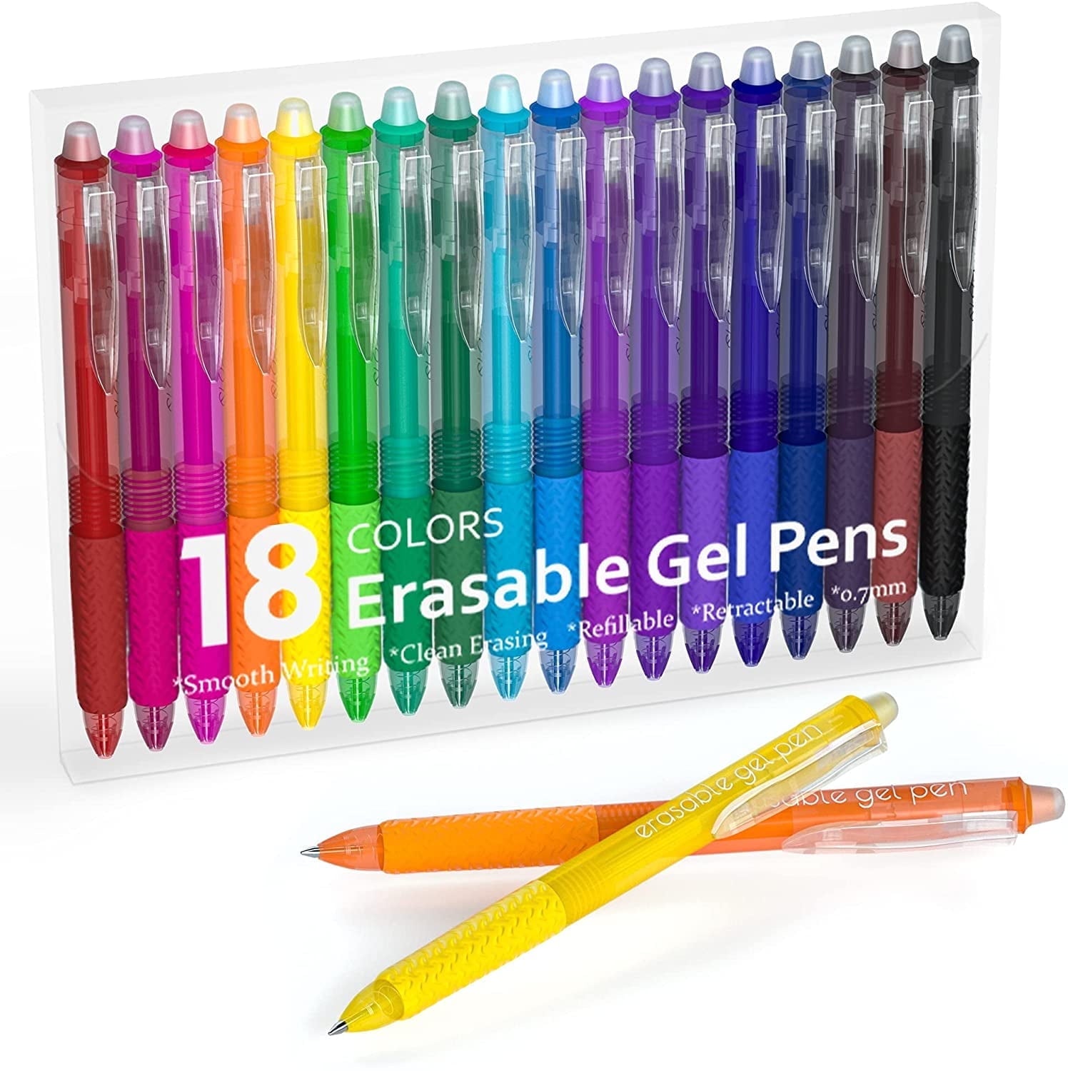Erasable Gel Pens, 18 Colors Lineon Retractable Erasable Pens Clicker, Fine Point, Make Mistakes Disappear, Assorted Color Inks for Drawing