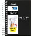 Five Star Fat Lil' Spiral Notebook College Ruled, 3.5" x 5.5", Black, Poly, Spiral, 200 Sheets