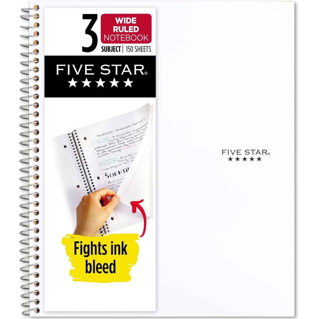 Notebook + Study App, 3 Subject, College Ruled, 8.5" x 11", White