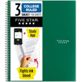 Five Star Spiral Notebook + Study App, 3 Subject, College Ruled, 8.5" x 11"