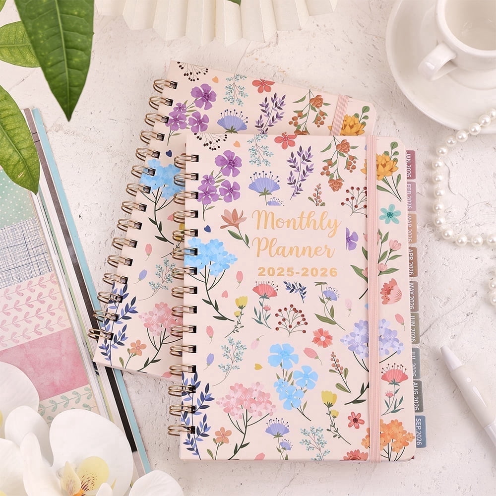 2 Years Beige Hardcover - 2026 A5 Calendar To Do Notebook With Tabs And Student Daily Schedules For School Office Hom...