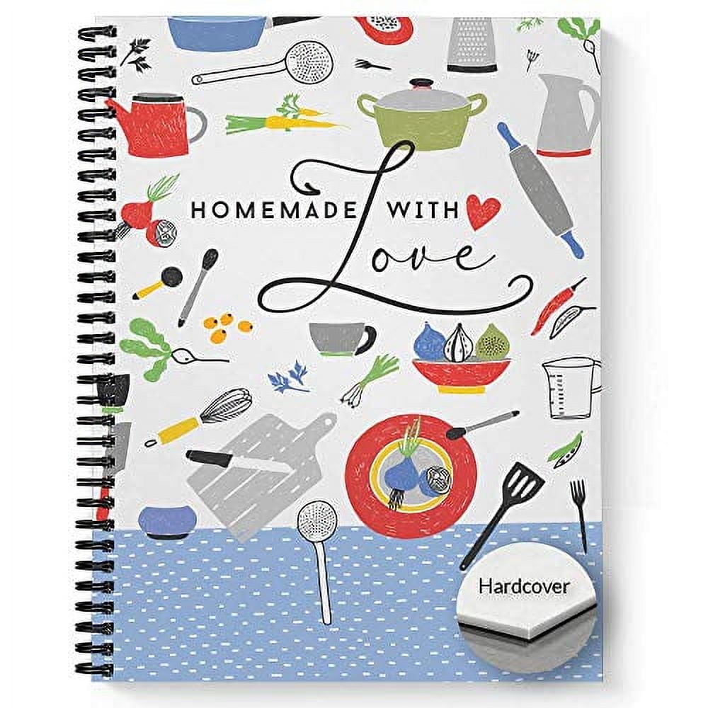 Hardcover Homemade With Love 8.5" x 11" Spiral Recipe Notebook/Journal, 120 Recipe Pages, Soft Touch Matte Laminated ...