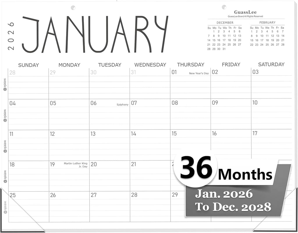 36 Desk Calendar 2026, . 2026 to December. 2028, 14" X 11" ly Planner with Thick Paper for Office Home School Plannin...