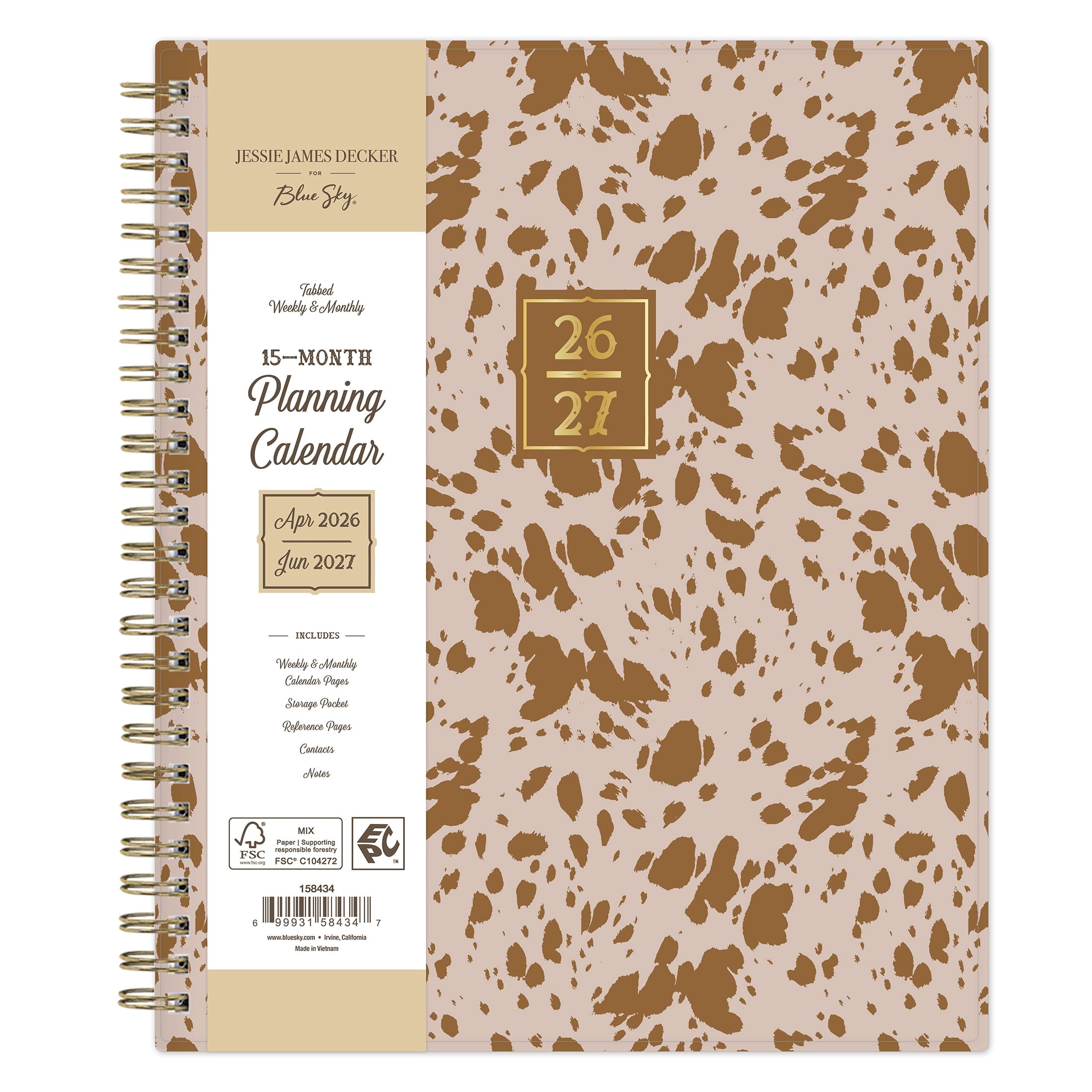 Jessie James Decker for Blue Sky Monthly Weekly Planner, 7" x 9", Highland Tan 15-Month (April 2026 - June 2027)
