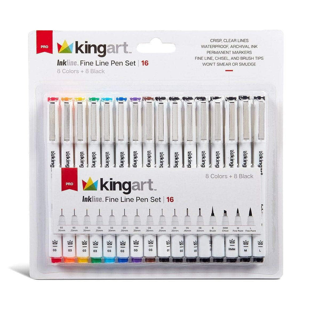 Inkline Fine Line Art & Graphic Pens, Archival Japanese Ink, Set of 16 Unique Nibs