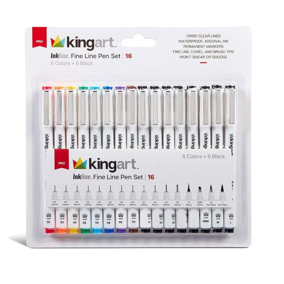 Inkline Fine Line Art & Graphic Pens, Archival Japanese Ink, Set of 16 Unique Nibs