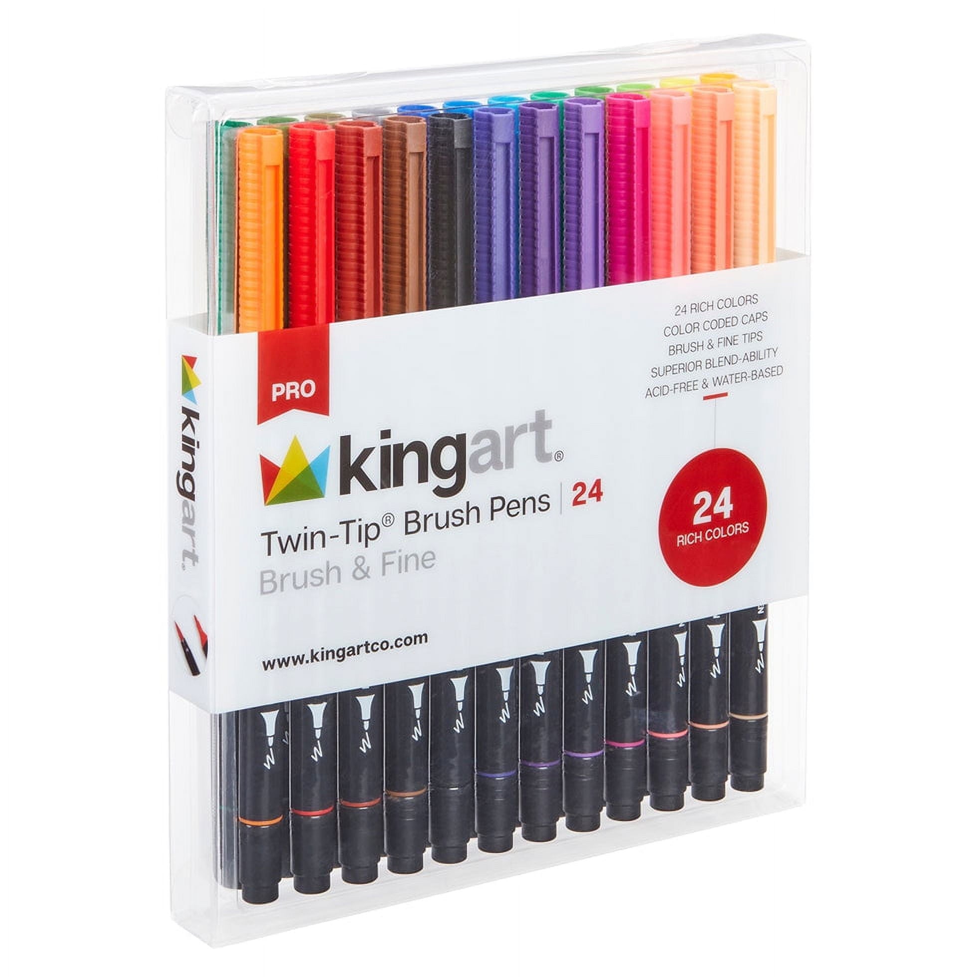 Pro Twin Tip Brush Markers – 24 Vibrant Colors, Art Supplies for Adult Coloring, Drawing