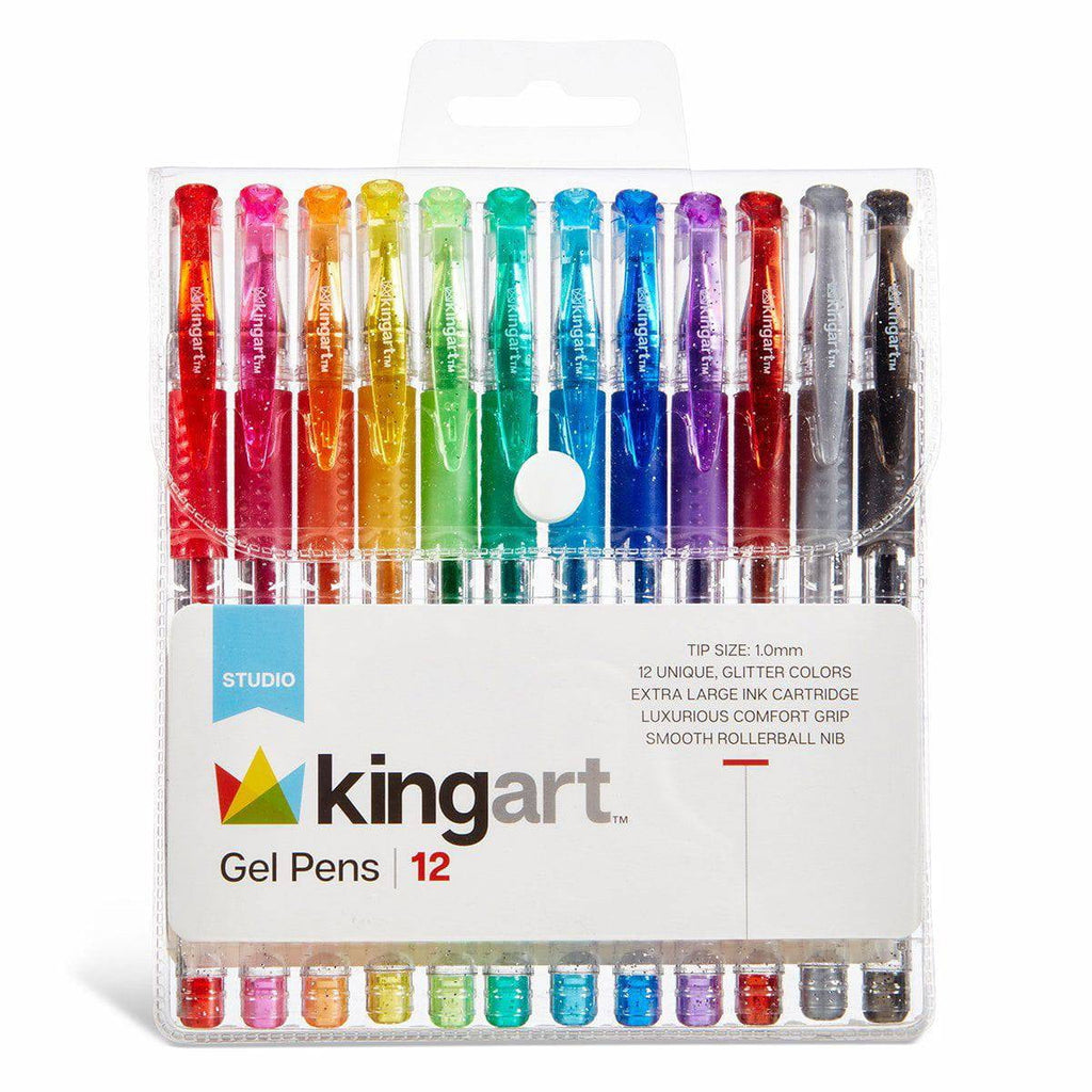 Glitter Gel Pens Set – 12 Vibrant Colors, Soft Grip 2.5mm Pens for Adult Coloring, Art and Fine lines