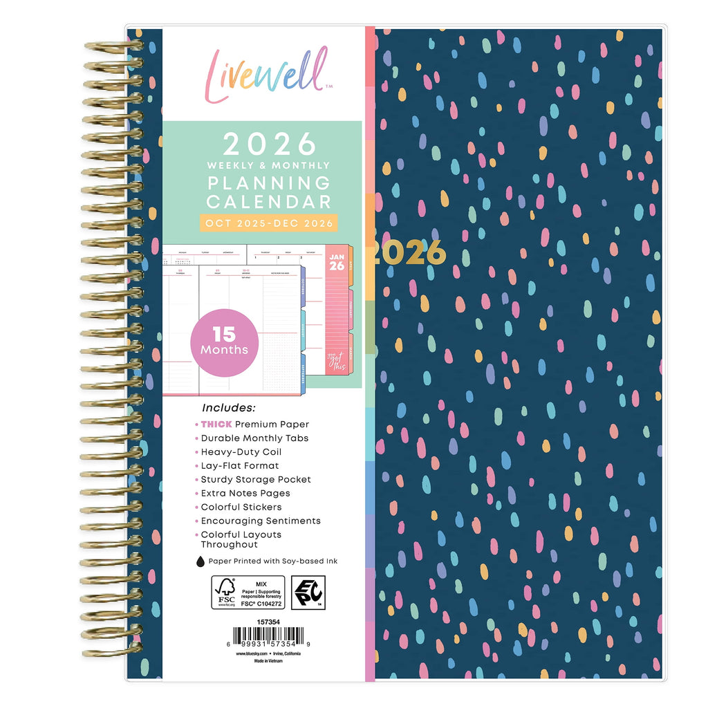for Monthly Weekly Medium Planner (7" x 9") Nova Navy 15-Month October 2025 - December 2026