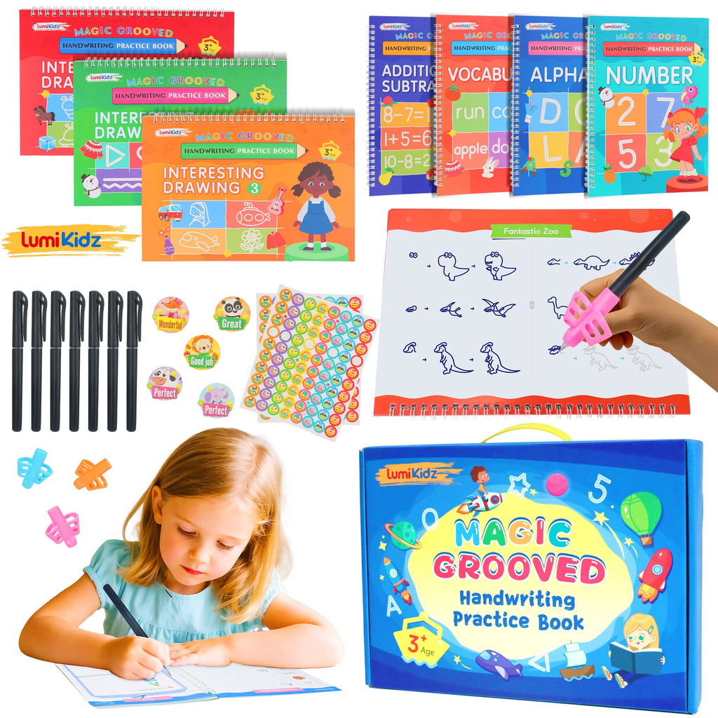 Practice for Kids Ages 3-8, Reusable Hand WorkbooksLarge-Scale Workbook, Kindergarten Workbook, 10.24 x 7.29 inches (...