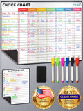 Magnetic Chore Chart, 11"x14" Weekly Planner & 6.5"x8.5" Shopping List W/ Markers & Eraser