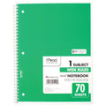 Spiral Notebook, 1 Subject, Wide Ruled, 70 Sheets, Assorted (05510)