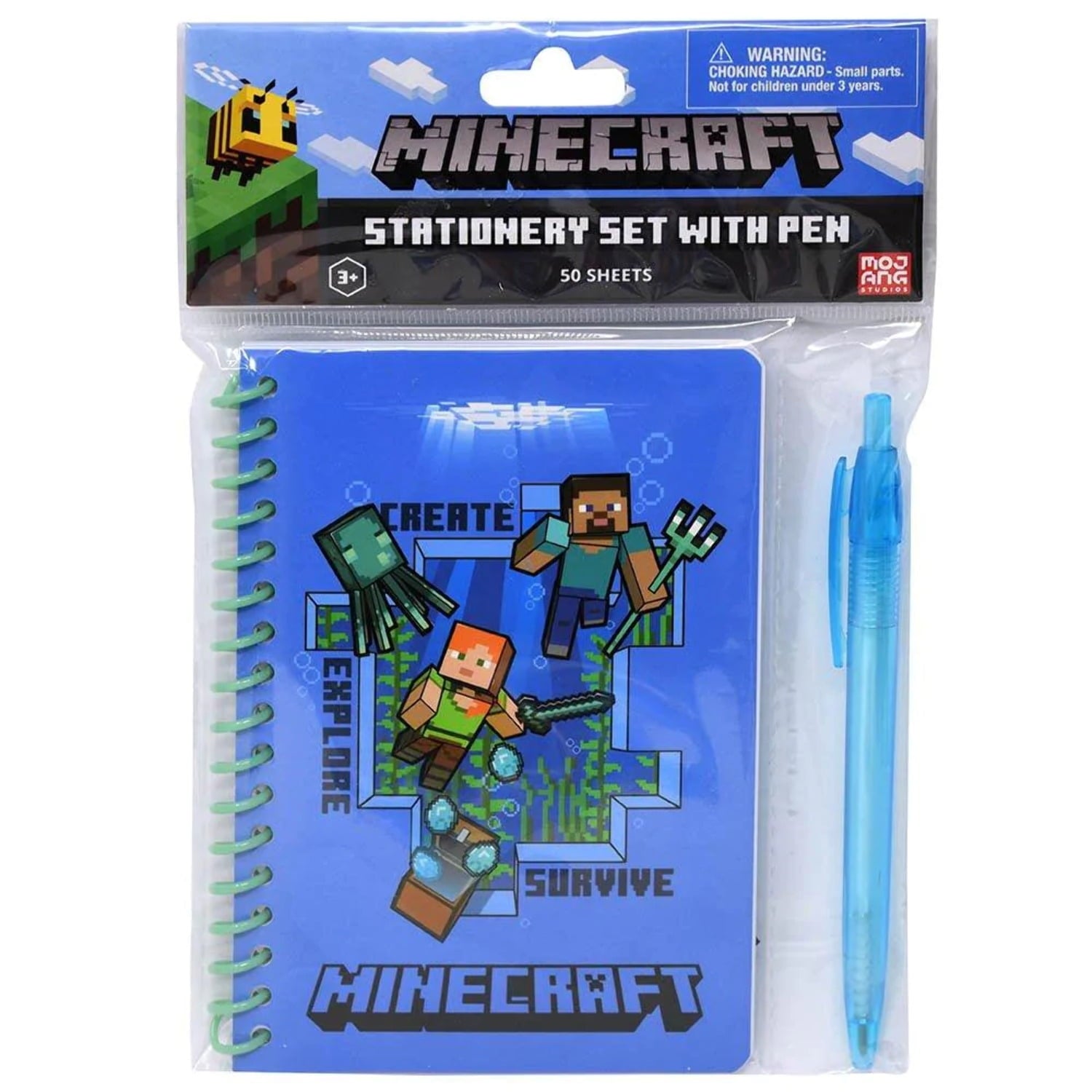 Minecraft Spiral Notebook with Pen | 50 Sheets